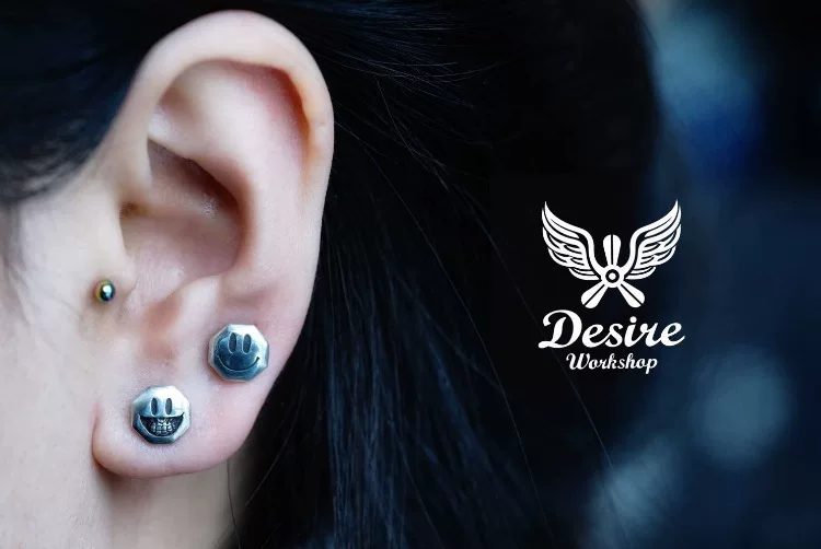 Raven Studio (silver jewelry) - Original Exclusive Design Smiley Skull Earrings Original - Image 3