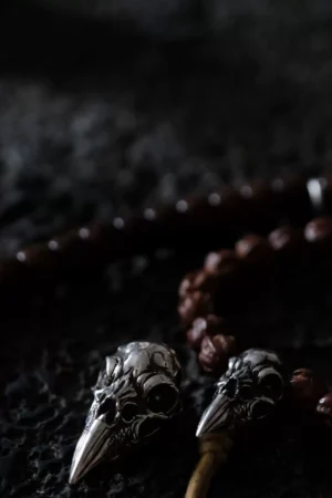 Alternative view of Raven Studio (silver jewelry) - Crow Skull Prayer Bead Bracelet Pendant Original