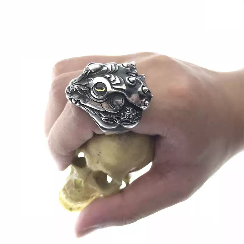 Raven Studio (silver jewelry) - Original Design "Forest Watcher" Toad Ring Original - Image 5
