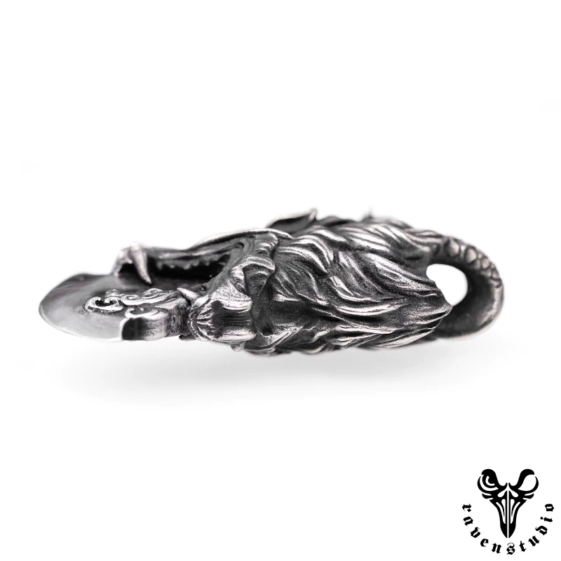 Raven Studio (silver jewelry) - Original Exclusive Design Chinese Style "Dragon Soul" Dragon Axe Pendant Original - Image 10