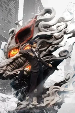 Alternative view of Chainsaw Man – Aki Hayakawa & Fox Devil LED 1/6 Scale Statue – Overdog Studio