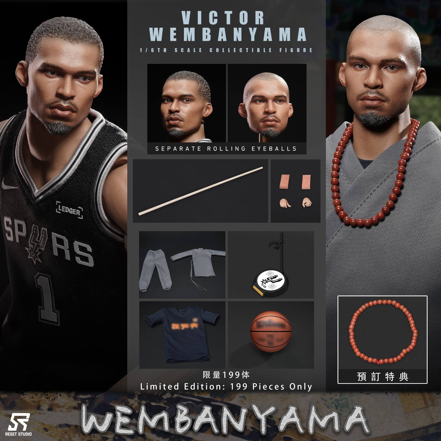 Reset Studio – Victor Wembanyama 1/6 Action Figure NBA Real Person Collectible Figure