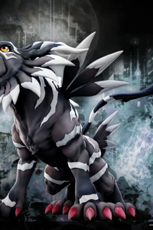 Alternative view of MINE Studio – Mature Series #01 Garurumon Digimon Resin Statue Collection