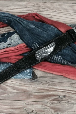 Alternative view of Raven Studio (silver jewelry) - Original Design "Highway Angel" Handmade Leather Bracelet Original