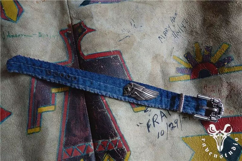 Raven Studio (silver jewelry) - Original Design "Highway Angel" Handmade Leather Bracelet Original - Image 3