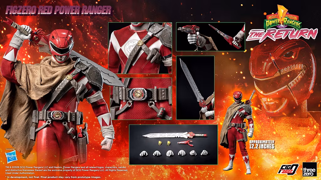 Threezero - Mighty Morphin Power Rangers The Return FigZero 16 Red Power Ranger 3Z10200W0 (Licensed)