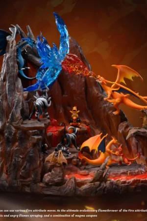 Alternative view of Pokémon – Charizard Evolution Line Volcano Diorama Statue with LED – Sun Studio