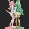 Zhu Yi Wan Jia Studio – Furry Sylveon x Leafeon Pokémon Themed Resin Collectible
