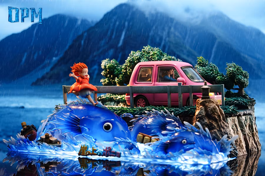 OPM Studio – Hayao Miyazaki Desktop Series 015 Ponyo on the Cliff | Diorama LED Desktop Scene