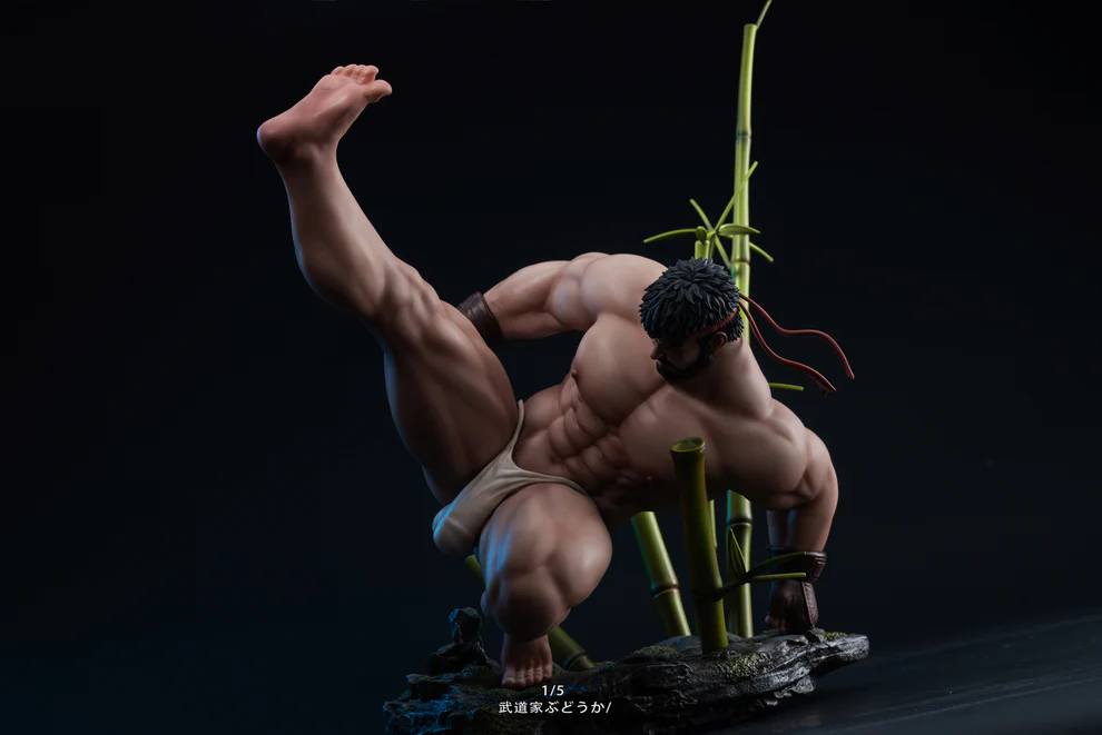 Street Fighter – Ryu High Kick Combat Pose 1/6 Scale Hyper-Realistic Muscle GK Statue – Zero Point Studio Limited Edition Resin Figure - Image 5