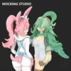 Zhu Yi Wan Jia Studio – Furry Sylveon x Leafeon Pokémon Themed Resin Collectible