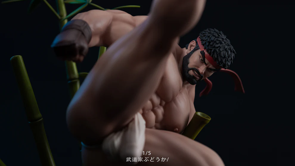 Street Fighter – Ryu High Kick Combat Pose 1/6 Scale Hyper-Realistic Muscle GK Statue – Zero Point Studio Limited Edition Resin Figure - Image 6