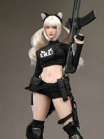 Meow SWAT (Ver. B) 1/6 Scale Head Sculpt & Clothing Accessory Set (I8-C11-B) BY I8TOYS
