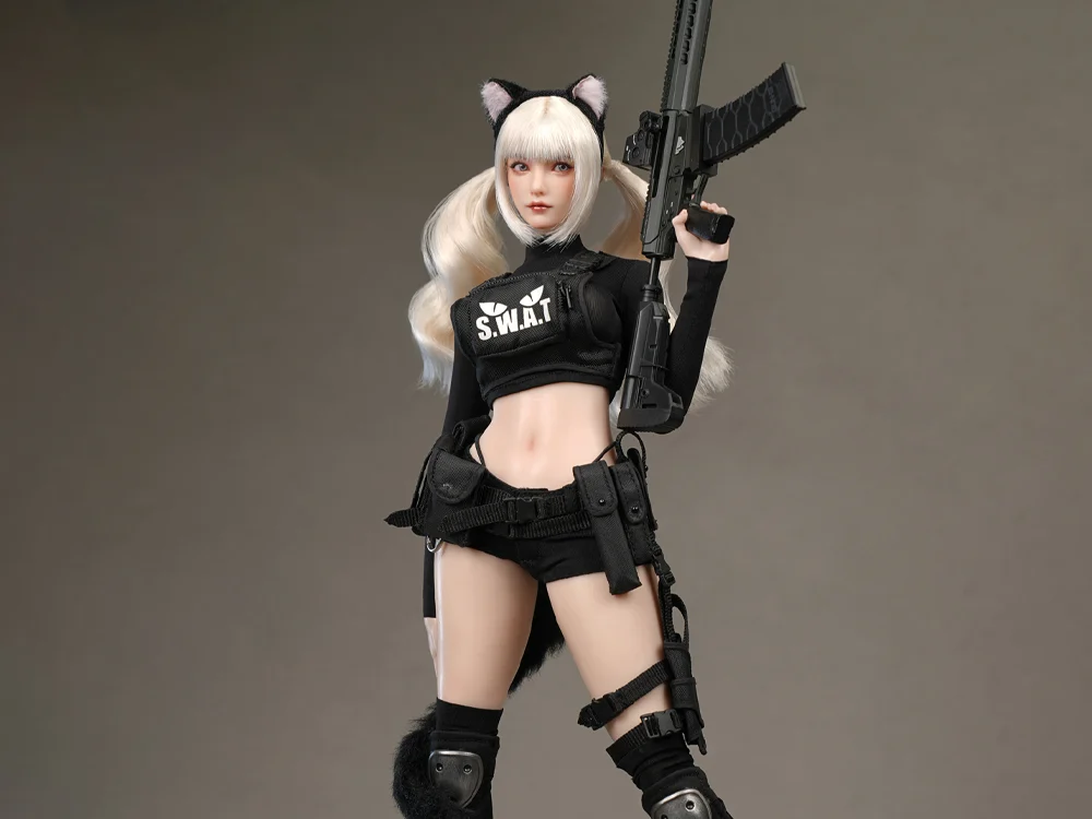 Meow SWAT (Ver. B) 1/6 Scale Head Sculpt & Clothing Accessory Set (I8-C11-B) BY I8TOYS