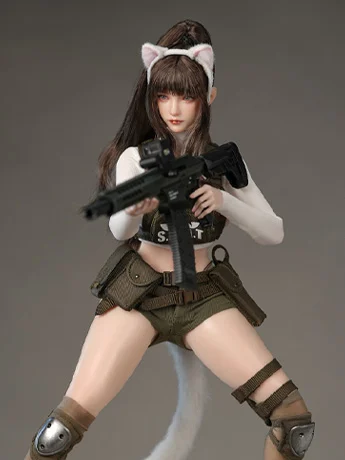 Meow SWAT (Ver. A) 1/6 Scale Head Sculpt & Clothing Accessory Set (I8-C11-A) BY I8TOYS