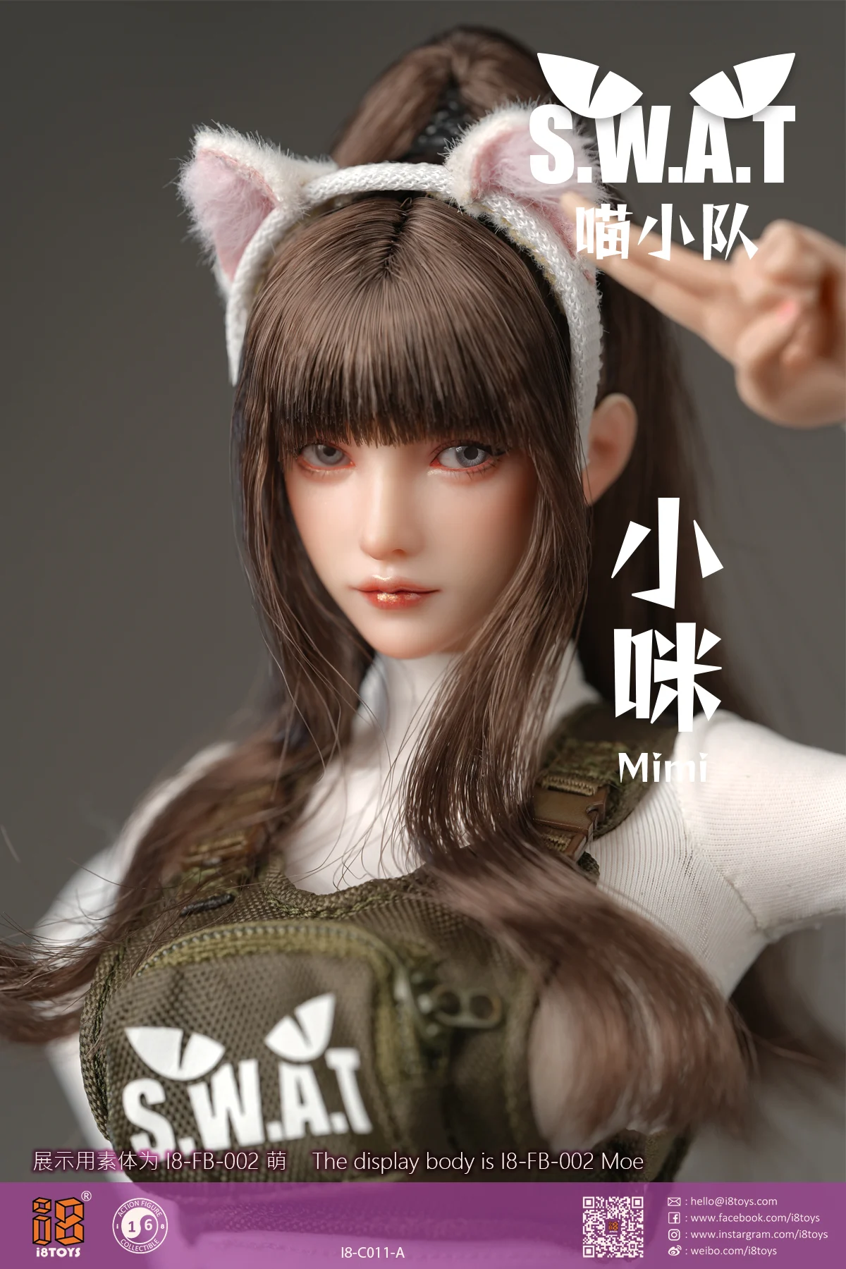 Meow SWAT (Ver. A) 1/6 Scale Head Sculpt & Clothing Accessory Set (I8-C11-A) BY I8TOYS
