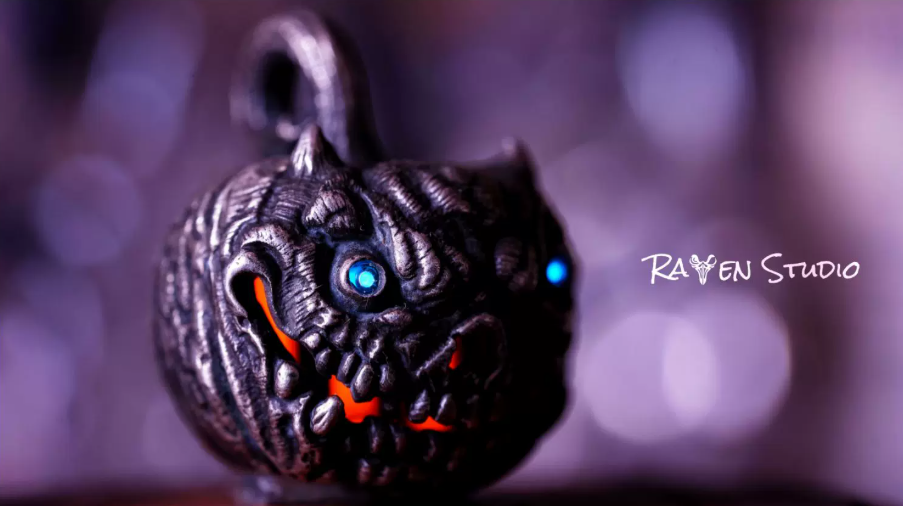 Raven Studio (silver jewelry) - Halloween Exclusive Jack-o'-lantern Pendant Original - Image 2