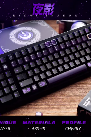 Alternative view of OFFICIAL Night Shadow themed keycap set – Pearlescent metallic finish – Cherry Profile – Compatible with mechanical keyboards & custom keycaps – Genuine Jsjt product
