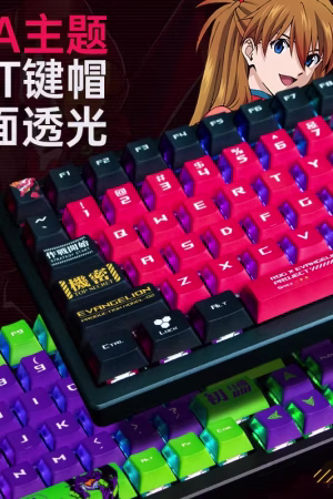 Alternative view of OFFICIAL Asuka/EVA Unit-02 PBT Keycap Set with 3-Sided LED Backlighting – Evangelion – Genuine Modgo