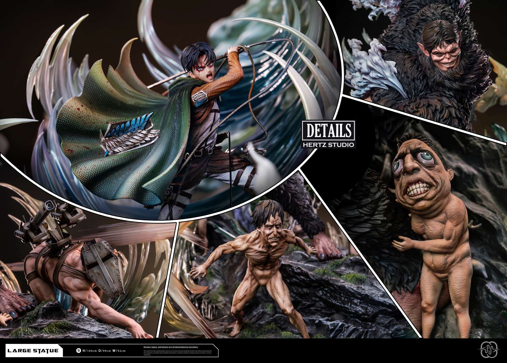 Attack on Titan Beast Titan vs Eren Yeager Statue TOPGK Figure -HERTZ Studio