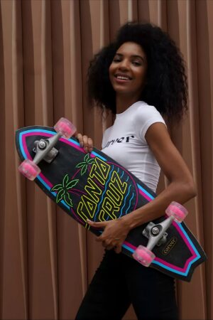 Alternative view of Carver x Santa Cruz Neon Coast 31.52" Surfskate – Collaboration Land Surf Skateboard