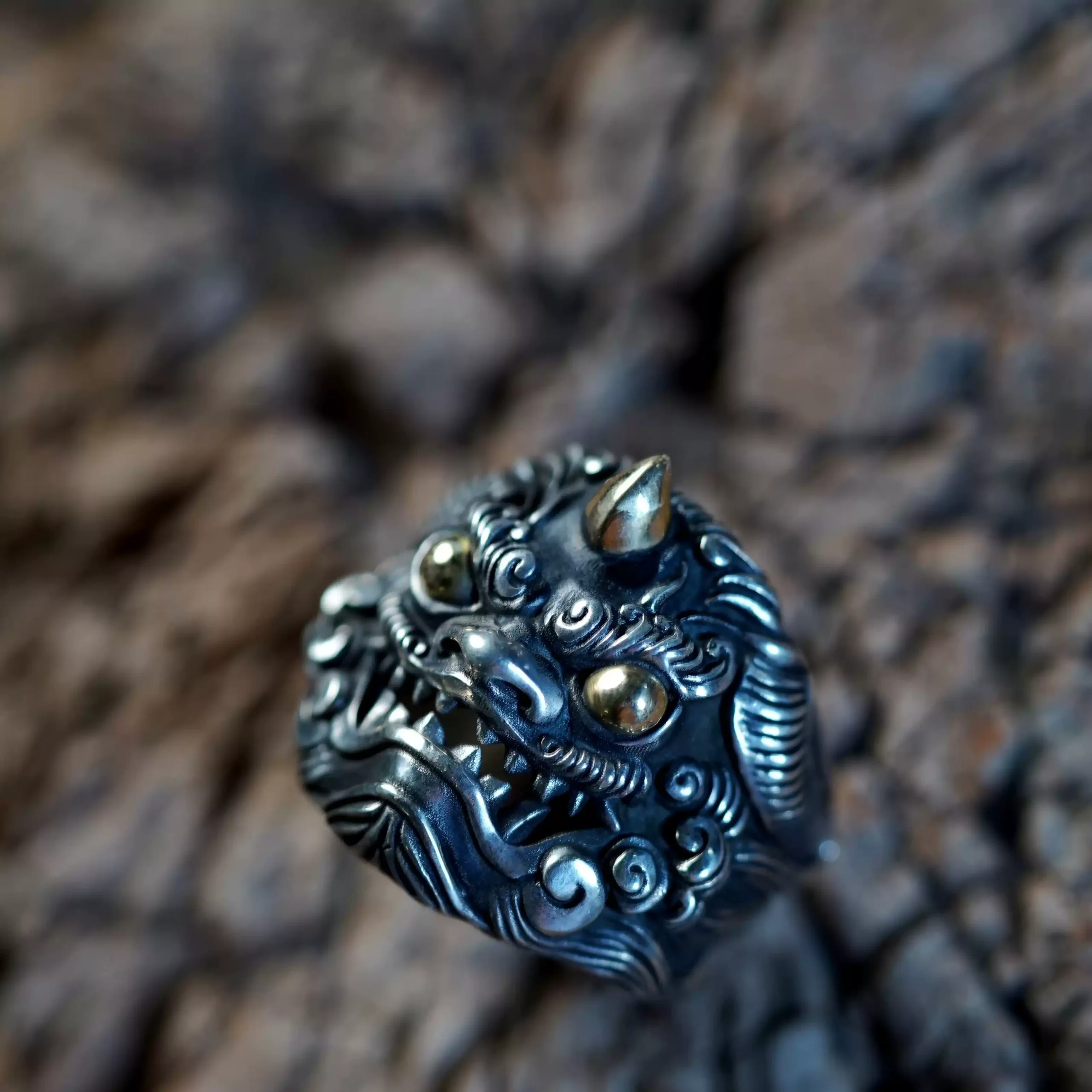 Raven Studio (silver jewelry) - Tang Lion Ring Original handmade - Image 4