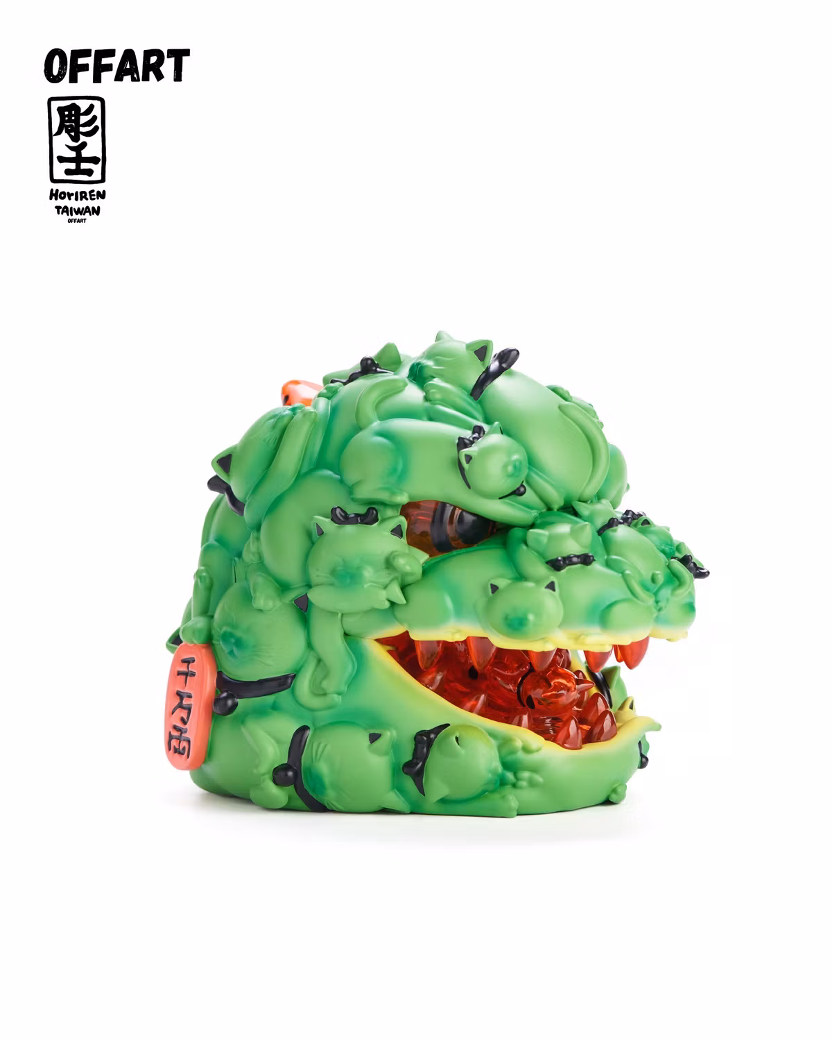 OFFART - Hundred Cats Red Lotus Mini Maneki-neko Head Sculpt Midsummer Emerald Red Edition (Licensed)