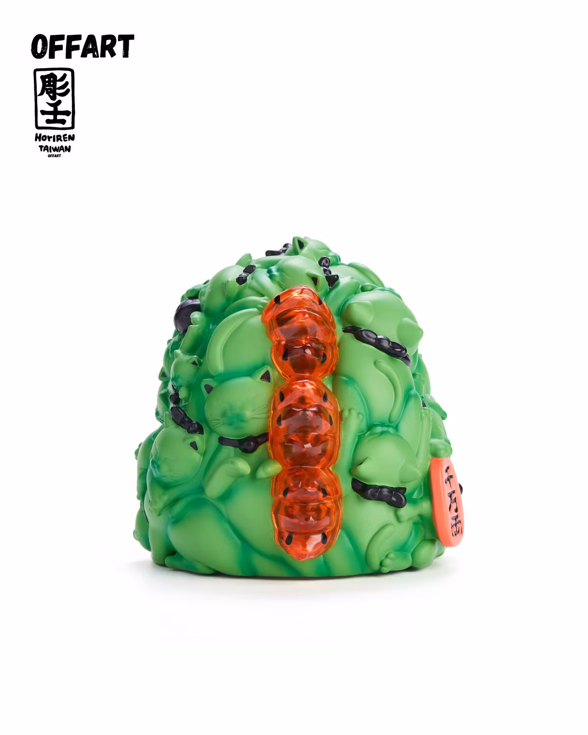 OFFART - Hundred Cats Red Lotus Mini Maneki-neko Head Sculpt Midsummer Emerald Red Edition (Licensed)