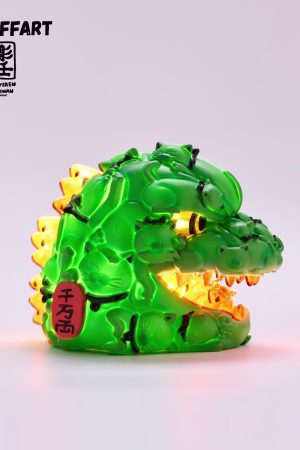 OFFART - Hundred Cats Red Lotus Mini Maneki-neko Head Sculpt Midsummer Emerald Red Edition (Licensed)