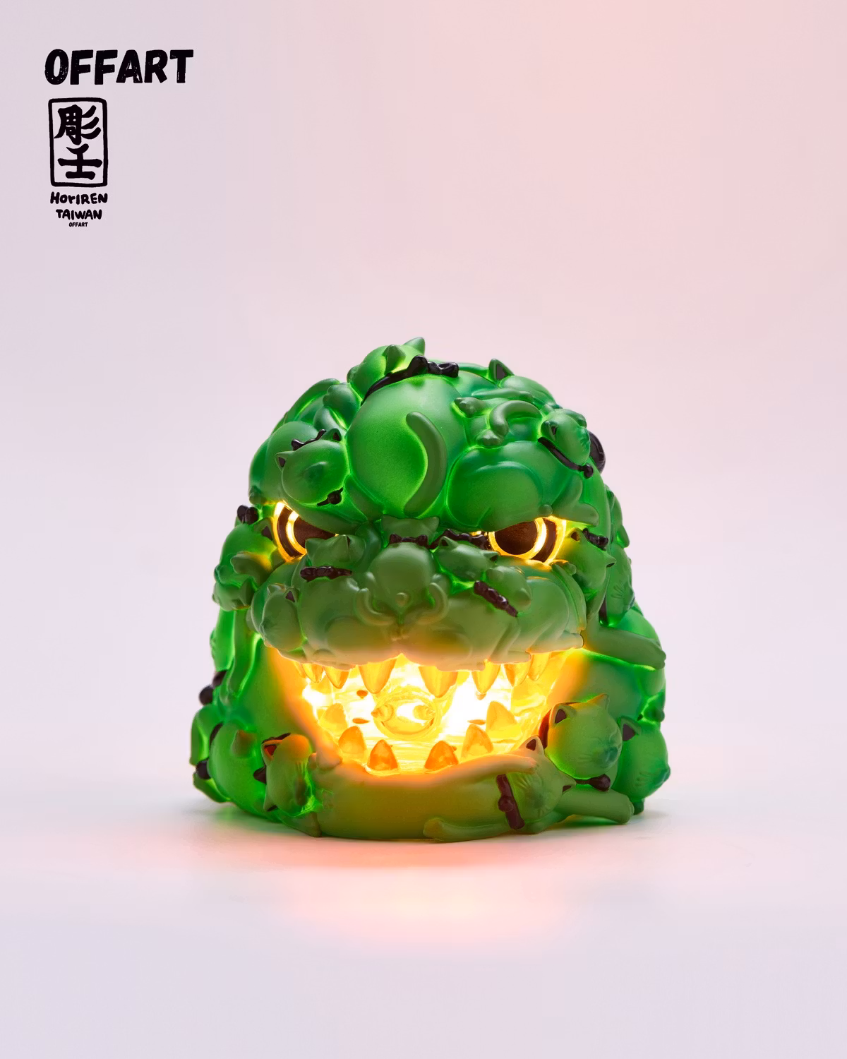 OFFART - Hundred Cats Red Lotus Mini Maneki-neko Head Sculpt Midsummer Emerald Red Edition (Licensed)