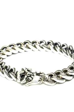 Alternative view of Raven Studio (silver jewelry) - Original Exclusive Design "Disorder" Skull Twisted Link Bracelet Original handmade silver