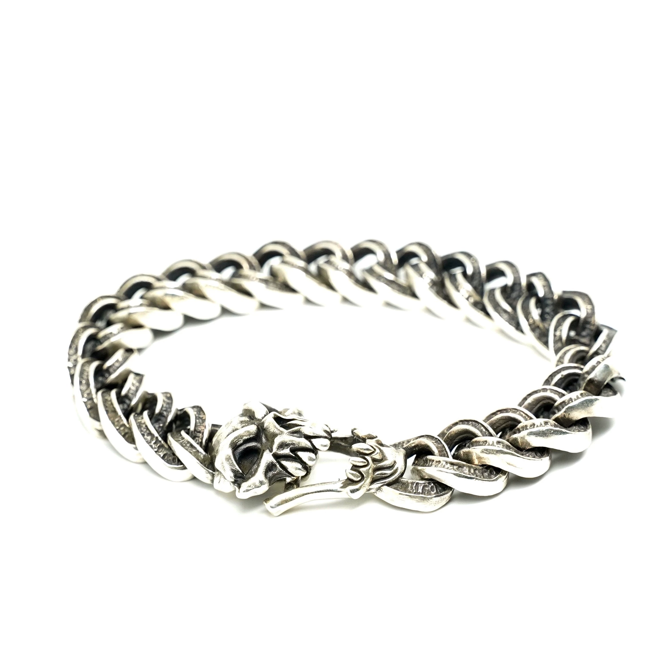 Raven Studio (silver jewelry) - Original Exclusive Design "Disorder" Skull Twisted Link Bracelet Original handmade silver - Image 2