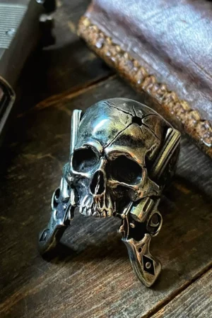 Raven Studio(silver jewelry) - Original “Duel” Double Gun Skull Ring