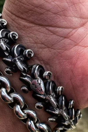 Raven Studio(silver jewelry) - Original “Ferry” Goat Skull Bracelet