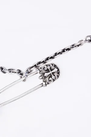 Alternative view of Raven Studio(silver jewelry) - Original “Guardian” Safety Pin Necklace – Handmade Sterling Silver Streetwear Chain