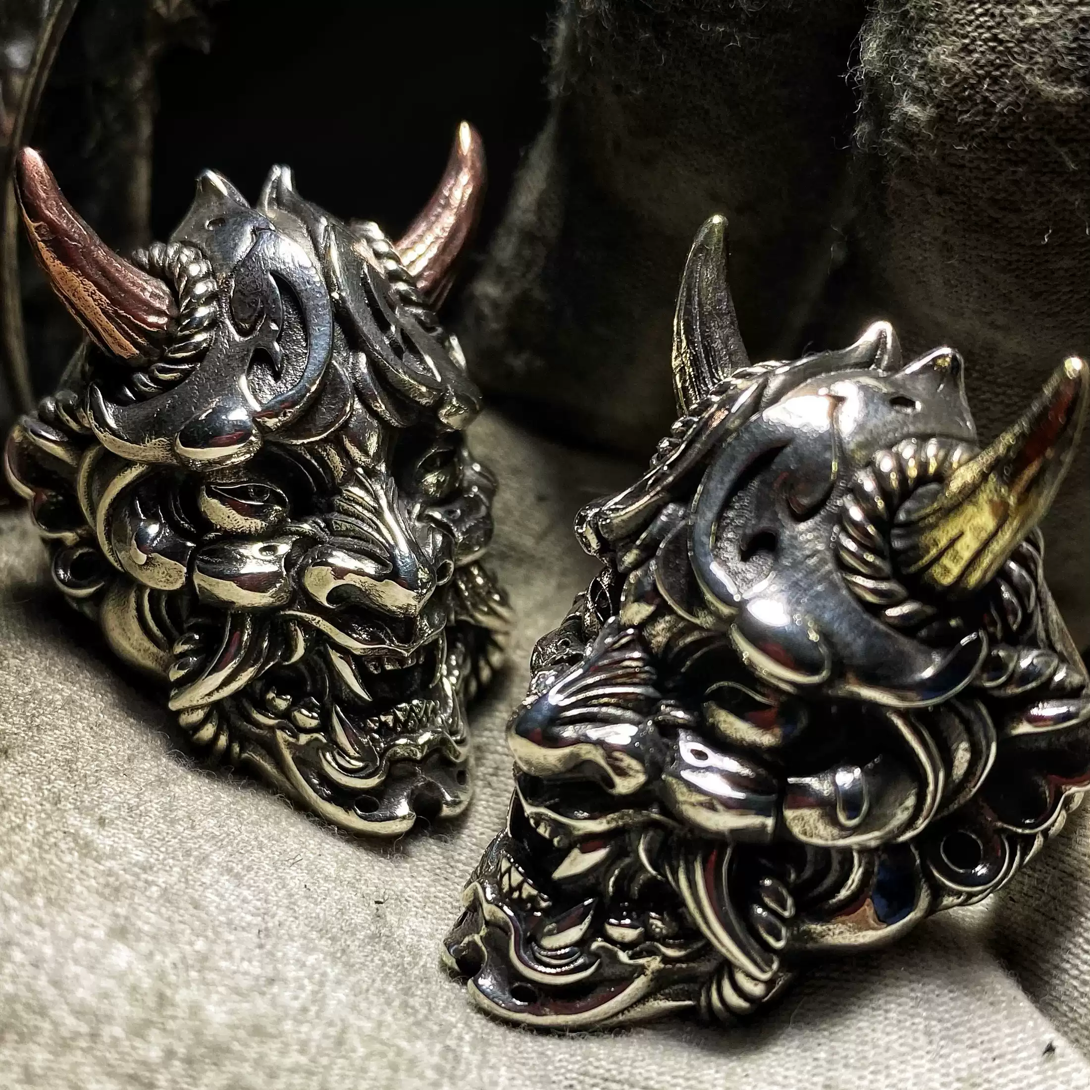 Raven Studio(silver jewelry) - Original “Hannya” Samurai Armor Mask Ring