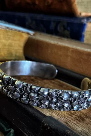 Raven Studio(silver jewelry) - Original “Impermanence” Vortex Skull Cuff Bracelet