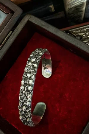 Raven Studio(silver jewelry) - Original “Impermanence” Vortex Skull Cuff Bracelet