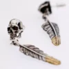 Raven Studio(silver jewelry) - Original RS Skull Feather Stud Earrings
