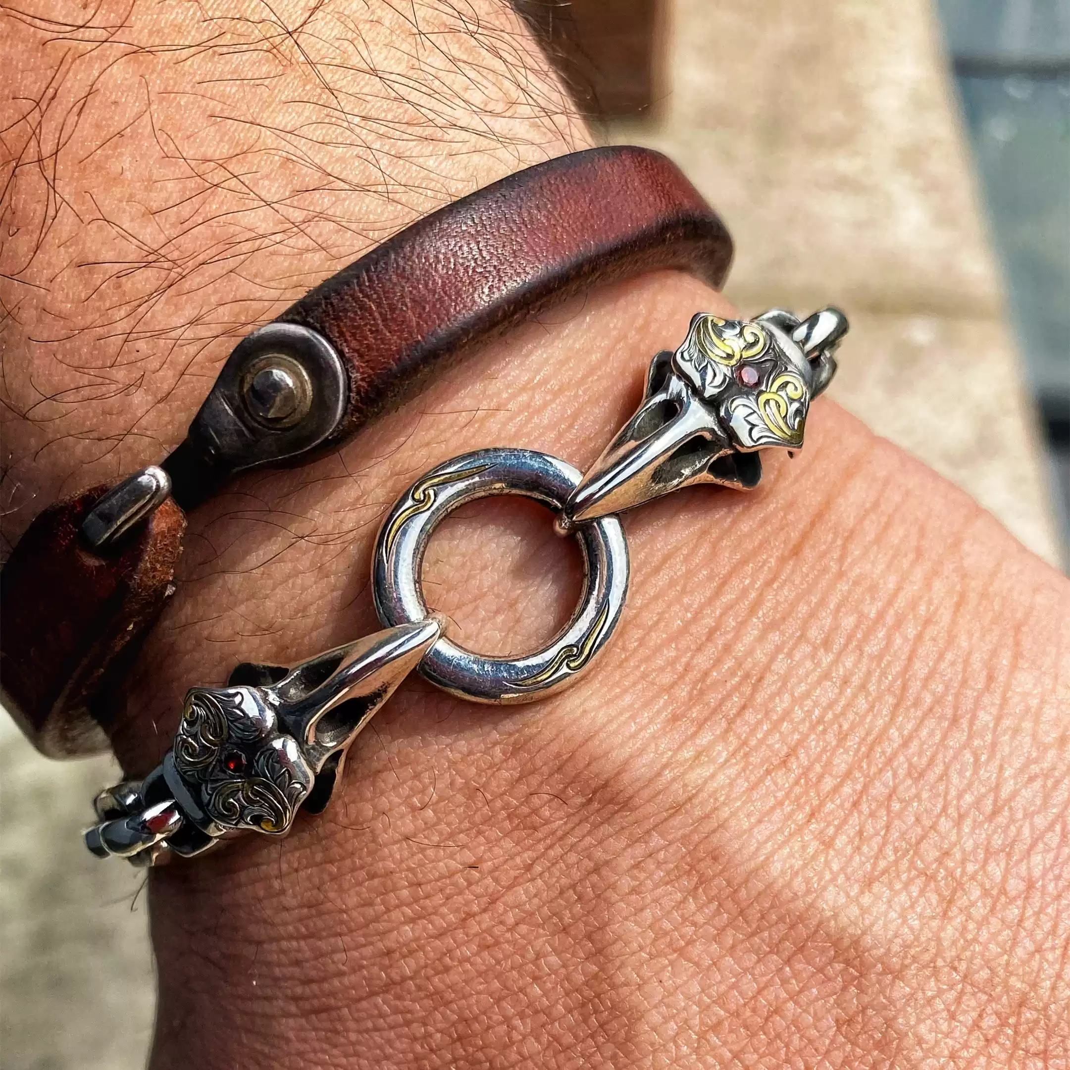 Raven Studio(silver jewelry) - Original “Source” Raven Skull Bracelet