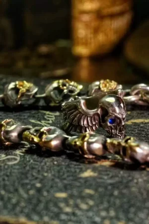 Raven Studio(silver jewelry) - “Radiant Traveler” RS Skull Bracelet