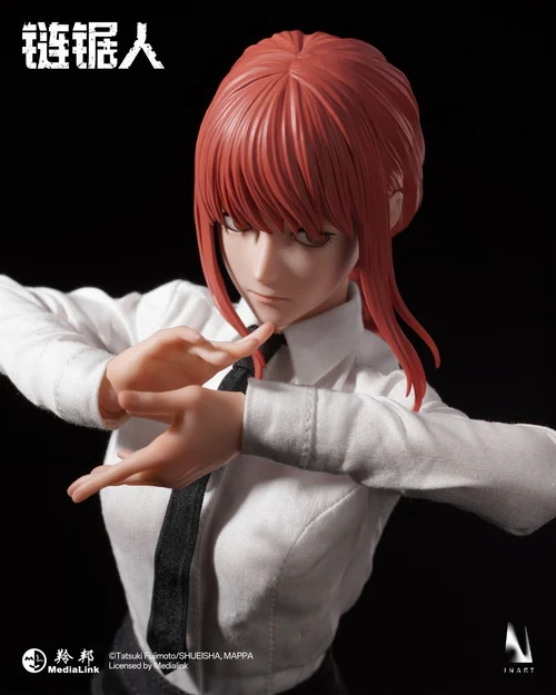 # INART Chainsaw Man Makima 1/6 Scale Collectible Figure MAG037 **INART** presents the **1/6 Scale Makima Collectible Figure**, inspired by the hit manga and anime series **“Chainsaw Man.”** This premium articulated collectible recreates **Makima**, one of the most iconic and mysterious characters in the *Chainsaw Man* universe. Known for her calm presence, elegant appearance, and overwhelming charisma, Makima is brought to life through INART’s high-end craftsmanship, combining realistic materials, detailed sculpting, and sophisticated costume design. Featuring a combination of **PVC, ABS, metal, silicone, and real fabric**, this 1/6 scale figure delivers an immersive collector experience with lifelike textures and a refined presentation suitable for serious anime figure enthusiasts. --- # 📦 Product Information * **Manufacturer:** INART * **Production Company:** INART * **Product Name:** CHAINSAW MAN Makima 1/6 Scale Collectible Figure MAG037 * **Series:** *Chainsaw Man* * **Character:** Makima * **Product Type:** Articulated Collectible Figure * **Scale:** 1/6 Scale * **Material:** PVC + ABS + Metal + Silicone + Real Fabric * **Size with Base:** Approx. W14cm × D11cm × H30.6cm * **Size without Base:** Approx. W8cm × D4.4cm × H27.6cm * **Shipping Date:** Q1 2027 --- # ✨ Product Features * Official INART premium collectible figure. * Inspired by Makima from *Chainsaw Man*. * 1/6 scale articulated figure with realistic proportions. * Uses high-quality materials including silicone and real fabric. * Detailed costume recreation with premium tailoring. * Features metal components for enhanced realism. * Designed for high-end anime figure collectors. * Includes a specially designed display base. --- # 🎨 Design Highlights ## 🐍 Capturing Makima’s Mysterious Authority Makima is one of the most unforgettable characters in *Chainsaw Man*, recognized for her composed personality, elegant appearance, and powerful presence. INART recreates her iconic image with: * Realistic facial sculpting. * Carefully crafted hairstyle details. * Accurate suit and costume design. * Elegant body proportions. * A sophisticated character presentation. The figure perfectly reflects Makima’s unique combination of beauty, confidence, and mystery. --- ## 🧵 Premium Materials & Realistic Details INART’s attention to material selection elevates this collectible beyond traditional action figures. The combination of: * **Silicone elements** for realistic texture. * **Real fabric clothing** for authentic costume appearance. * **Metal parts** for enhanced durability and detail. * **PVC and ABS components** for precision sculpting. creates a premium display piece with a realistic collector-focused finish. --- # ⭐ Collector Appeal The **INART Chainsaw Man Makima 1/6 Scale Collectible Figure MAG037** is an essential addition for fans of *Chainsaw Man* and high-end articulated figures. Perfect for: * *Chainsaw Man* collectors. * Makima fans. * INART figure enthusiasts. * 1/6 scale collectible collectors. * Premium anime display collections. With its realistic materials, detailed craftsmanship, and commanding character presence, this Makima figure brings one of the most iconic characters from **Chainsaw Man** to life as a stunning centerpiece for any collection.
