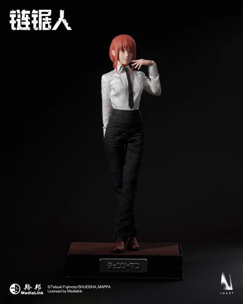 # INART Chainsaw Man Makima 1/6 Scale Collectible Figure MAG037 **INART** presents the **1/6 Scale Makima Collectible Figure**, inspired by the hit manga and anime series **“Chainsaw Man.”** This premium articulated collectible recreates **Makima**, one of the most iconic and mysterious characters in the *Chainsaw Man* universe. Known for her calm presence, elegant appearance, and overwhelming charisma, Makima is brought to life through INART’s high-end craftsmanship, combining realistic materials, detailed sculpting, and sophisticated costume design. Featuring a combination of **PVC, ABS, metal, silicone, and real fabric**, this 1/6 scale figure delivers an immersive collector experience with lifelike textures and a refined presentation suitable for serious anime figure enthusiasts. --- # 📦 Product Information * **Manufacturer:** INART * **Production Company:** INART * **Product Name:** CHAINSAW MAN Makima 1/6 Scale Collectible Figure MAG037 * **Series:** *Chainsaw Man* * **Character:** Makima * **Product Type:** Articulated Collectible Figure * **Scale:** 1/6 Scale * **Material:** PVC + ABS + Metal + Silicone + Real Fabric * **Size with Base:** Approx. W14cm × D11cm × H30.6cm * **Size without Base:** Approx. W8cm × D4.4cm × H27.6cm * **Shipping Date:** Q1 2027 --- # ✨ Product Features * Official INART premium collectible figure. * Inspired by Makima from *Chainsaw Man*. * 1/6 scale articulated figure with realistic proportions. * Uses high-quality materials including silicone and real fabric. * Detailed costume recreation with premium tailoring. * Features metal components for enhanced realism. * Designed for high-end anime figure collectors. * Includes a specially designed display base. --- # 🎨 Design Highlights ## 🐍 Capturing Makima’s Mysterious Authority Makima is one of the most unforgettable characters in *Chainsaw Man*, recognized for her composed personality, elegant appearance, and powerful presence. INART recreates her iconic image with: * Realistic facial sculpting. * Carefully crafted hairstyle details. * Accurate suit and costume design. * Elegant body proportions. * A sophisticated character presentation. The figure perfectly reflects Makima’s unique combination of beauty, confidence, and mystery. --- ## 🧵 Premium Materials & Realistic Details INART’s attention to material selection elevates this collectible beyond traditional action figures. The combination of: * **Silicone elements** for realistic texture. * **Real fabric clothing** for authentic costume appearance. * **Metal parts** for enhanced durability and detail. * **PVC and ABS components** for precision sculpting. creates a premium display piece with a realistic collector-focused finish. --- # ⭐ Collector Appeal The **INART Chainsaw Man Makima 1/6 Scale Collectible Figure MAG037** is an essential addition for fans of *Chainsaw Man* and high-end articulated figures. Perfect for: * *Chainsaw Man* collectors. * Makima fans. * INART figure enthusiasts. * 1/6 scale collectible collectors. * Premium anime display collections. With its realistic materials, detailed craftsmanship, and commanding character presence, this Makima figure brings one of the most iconic characters from **Chainsaw Man** to life as a stunning centerpiece for any collection.