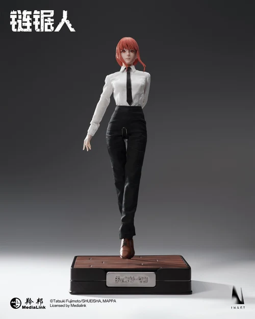 # INART Chainsaw Man Makima 1/6 Scale Collectible Figure MAG037 **INART** presents the **1/6 Scale Makima Collectible Figure**, inspired by the hit manga and anime series **“Chainsaw Man.”** This premium articulated collectible recreates **Makima**, one of the most iconic and mysterious characters in the *Chainsaw Man* universe. Known for her calm presence, elegant appearance, and overwhelming charisma, Makima is brought to life through INART’s high-end craftsmanship, combining realistic materials, detailed sculpting, and sophisticated costume design. Featuring a combination of **PVC, ABS, metal, silicone, and real fabric**, this 1/6 scale figure delivers an immersive collector experience with lifelike textures and a refined presentation suitable for serious anime figure enthusiasts. --- # 📦 Product Information * **Manufacturer:** INART * **Production Company:** INART * **Product Name:** CHAINSAW MAN Makima 1/6 Scale Collectible Figure MAG037 * **Series:** *Chainsaw Man* * **Character:** Makima * **Product Type:** Articulated Collectible Figure * **Scale:** 1/6 Scale * **Material:** PVC + ABS + Metal + Silicone + Real Fabric * **Size with Base:** Approx. W14cm × D11cm × H30.6cm * **Size without Base:** Approx. W8cm × D4.4cm × H27.6cm * **Shipping Date:** Q1 2027 --- # ✨ Product Features * Official INART premium collectible figure. * Inspired by Makima from *Chainsaw Man*. * 1/6 scale articulated figure with realistic proportions. * Uses high-quality materials including silicone and real fabric. * Detailed costume recreation with premium tailoring. * Features metal components for enhanced realism. * Designed for high-end anime figure collectors. * Includes a specially designed display base. --- # 🎨 Design Highlights ## 🐍 Capturing Makima’s Mysterious Authority Makima is one of the most unforgettable characters in *Chainsaw Man*, recognized for her composed personality, elegant appearance, and powerful presence. INART recreates her iconic image with: * Realistic facial sculpting. * Carefully crafted hairstyle details. * Accurate suit and costume design. * Elegant body proportions. * A sophisticated character presentation. The figure perfectly reflects Makima’s unique combination of beauty, confidence, and mystery. --- ## 🧵 Premium Materials & Realistic Details INART’s attention to material selection elevates this collectible beyond traditional action figures. The combination of: * **Silicone elements** for realistic texture. * **Real fabric clothing** for authentic costume appearance. * **Metal parts** for enhanced durability and detail. * **PVC and ABS components** for precision sculpting. creates a premium display piece with a realistic collector-focused finish. --- # ⭐ Collector Appeal The **INART Chainsaw Man Makima 1/6 Scale Collectible Figure MAG037** is an essential addition for fans of *Chainsaw Man* and high-end articulated figures. Perfect for: * *Chainsaw Man* collectors. * Makima fans. * INART figure enthusiasts. * 1/6 scale collectible collectors. * Premium anime display collections. With its realistic materials, detailed craftsmanship, and commanding character presence, this Makima figure brings one of the most iconic characters from **Chainsaw Man** to life as a stunning centerpiece for any collection.