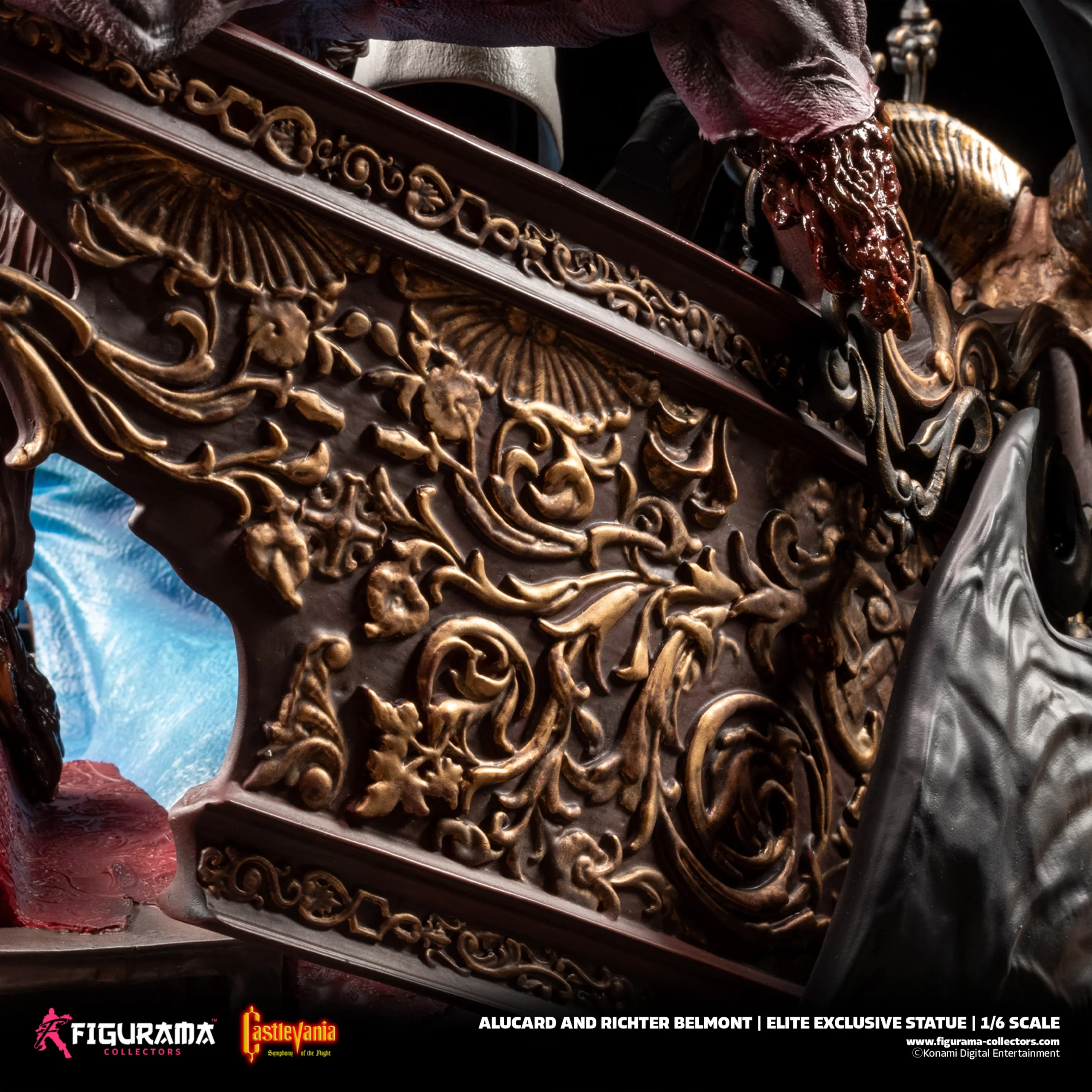 # Figurama Collectors Castlevania: Symphony of the Night Alucard & Richter 1/6 Scale Statue Celebrate one of the greatest action RPGs of all time with the **Castlevania: Symphony of the Night – Alucard & Richter 1/6 Scale Statue** from **Figurama Collectors**. This museum-quality collectible recreates the legendary confrontation between **Alucard** and **Richter Belmont**, combining breathtaking sculpting, premium materials, and dramatic storytelling in an impressive centerpiece worthy of the iconic Castlevania franchise. Standing over **90cm tall**, this massive limited-edition statue is designed for serious collectors seeking the ultimate Castlevania display piece. --- # 📦 Product Information * **Studio:** Figurama Collectors * **Product Name:** Castlevania: Symphony of the Night – Alucard & Richter * **Product IP:** Castlevania * **Characters:** Alucard & Richter Belmont * **Product Type:** Premium Polystone Statue * **Scale:** 1/6 * **Materials:** Polystone, PVC, Metal Diecast * **Estimated Size:** Approx. H91 × W51 × D45 cm * **Limited Edition:** 850 Pieces Worldwide * **Estimated Shipping:** Q2 2026 *(based on the provided information)* --- # 🎁 Package Contents * Alucard & Richter Main Statue ×1 * Premium Display Base ×1 * Exclusive A3 Art Print ×1 * Certificate of Authenticity ×1 --- # ✨ Product Features * Officially inspired by **Castlevania: Symphony of the Night**. * Massive 1/6 scale display exceeding 90cm in height. * Crafted from premium Polystone with PVC and Metal Diecast components. * Features both Alucard and Richter Belmont in a dramatic battle composition. * Includes an exclusive A3 collectible art print and numbered certificate. * Limited worldwide production of only **850 pieces**. --- # 🎨 Design Highlights ## 🦇 The Ultimate Symphony of the Night Showdown Few moments in gaming history are as memorable as the clash between **Alucard**, the son of Dracula, and **Richter Belmont**, the legendary vampire hunter. Figurama recreates this iconic encounter with remarkable attention to detail, capturing: * Alucard's elegant yet intimidating presence. * Richter's fearless combat stance. * Dynamic movement throughout the composition. * A cinematic battle frozen in time. Every angle tells part of the story, making the statue feel like a scene lifted directly from the classic game. --- ## ⚔️ Masterpiece-Level Sculpting This premium collectible showcases Figurama's renowned craftsmanship through: * Highly detailed character likenesses. * Intricate costume and armor textures. * Flowing capes and dynamic fabric movement. * Finely sculpted weapons and accessories. * Rich environmental elements integrated into the display base. The use of **Polystone, PVC, and Metal Diecast** enhances both realism and structural quality. --- ## 🏰 A Grand Display Piece Standing **91cm tall**, this is far more than a standard collectible—it is a true centerpiece. The large-scale composition delivers: * Exceptional visual impact. * Museum-quality presentation. * Rich storytelling through environmental design. * A premium display worthy of the Castlevania legacy. Whether displayed in a dedicated collection room or as the highlight of a gaming display, it commands immediate attention. --- # ⭐ Why You'll Love It The **Figurama Collectors Castlevania: Symphony of the Night – Alucard & Richter 1/6 Scale Statue** is one of the most ambitious Castlevania collectibles ever produced. With its monumental size, premium materials, cinematic composition, exclusive collector bonuses, and worldwide limitation of only **850 pieces**, this statue is a dream collectible for **Castlevania fans, Symphony of the Night enthusiasts, and high-end statue collectors** seeking a museum-quality masterpiece.