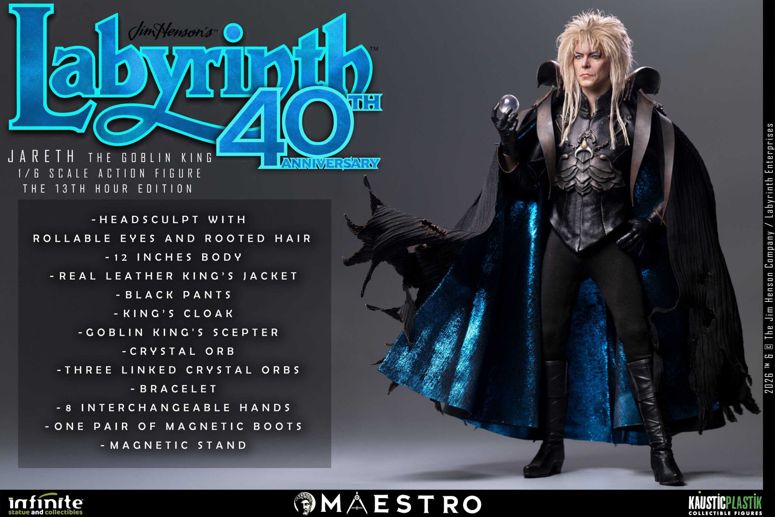 Infinite Statue - Labyrinth Jareth the Goblin King The 13th Hour GOLD Edition 1/6 Scale Action Figure(Licensed) - Image 15