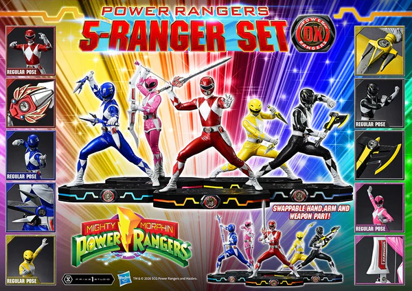 # Prime 1 Studio Premium Masterline Mighty Morphin Power Rangers 1/4 Scale DX Bonus Version "It's Morphin Time!" Relive the legendary transformation of the original heroes with the **Premium Masterline Mighty Morphin Power Rangers 1/4 Scale DX Bonus Version** from **Prime 1 Studio**. Celebrating over 30 years of the iconic franchise, this premium collectible brings together the **Red, Black, Blue, Yellow, and Pink Rangers** in stunning 1/4 scale, faithfully recreating their unforgettable **Roll Call** poses before battle. Expertly sculpted using the physiques of the original suit actors as reference, each Ranger showcases screen-accurate proportions, glossy helmets inspired by their respective Zords, and realistic suit textures. Combined with individually themed **Power Morpher** display bases and a wide selection of interchangeable weapon poses, this set delivers the definitive Power Rangers display for serious collectors. --- ## 📦 Product Information * **Brand:** Prime 1 Studio * **Collection:** Premium Masterline * **Product Name:** Mighty Morphin Power Rangers DX Bonus Version * **Series:** Mighty Morphin Power Rangers * **Characters:** Red Ranger, Black Ranger, Blue Ranger, Yellow Ranger, Pink Ranger * **Scale:** 1/4 * **Product Code:** PMPWR-01DXS * **Material:** Polystone and Other Premium Materials * **Estimated Cartons:** 3 Boxes * **Product Weight:** Approx. 8.42 kg * **Region:** Region Exclusive ### Display Size (Five Rangers) * **Height:** 57–62 cm * **Width:** 111 cm * **Depth:** 58–78 cm ### Individual Ranger Dimensions **Red Ranger** * Height: 47–62 cm * Width: 42 cm * Depth: 20–34 cm **Black Ranger** * Height: 43–44 cm * Width: 42 cm * Depth: 20 cm **Blue Ranger** * Height: 46–54 cm * Width: 42 cm * Depth: 29–46 cm **Yellow Ranger** * Height: 40–48 cm * Width: 42 cm * Depth: 23–31 cm **Pink Ranger** * Height: 56–57 cm * Width: 42 cm * Depth: 23–32 cm --- ## ✨ Product Features * Official **Prime 1 Studio Premium Masterline** collectible. * Features all **five original Mighty Morphin Power Rangers** in premium 1/4 scale. * Inspired by the iconic **Roll Call** sequence before the team shouts "GO GO POWER RANGERS!" * Screen-accurate helmets with high-gloss finishes representing each Ranger's Zord. * Realistic body proportions faithfully based on the original suit actors. * Highly detailed sculpting recreates the natural folds and stretched texture of each Ranger suit. * Individually designed **Power Morpher** themed bases inspired by the transformation sequence. * Extensive interchangeable parts allow collectors to recreate multiple action scenes. * Premium polystone construction with museum-quality paint application. * Perfect centerpiece for Power Rangers fans and high-end statue collectors. --- ## ⚔️ Interchangeable Parts & Accessories ### 🔴 Red Ranger * Power Morpher Display Base * Roll Call Pose Arms * Two-Handed Power Sword Pose Arms * Right Arm with Power Sword * Open Left Hand * **Bonus Exclusive:** Left Hand Holding Blade Blaster --- ### ⚫ Black Ranger * Power Morpher Display Base * Roll Call Pose Arms * Power Axe Slash Attack Arms * Power Axe Cannon Mode Arms --- ### 🔵 Blue Ranger * Power Morpher Display Base * Roll Call Pose Arms * Power Lance (Separated Form) * Power Lance (Combined Form) --- ### 🟡 Yellow Ranger * Power Morpher Display Base * Roll Call Pose Arms * Power Daggers Mid Guard Pose * Extended Attack Pose Arms --- ### 🌸 Pink Ranger * Power Morpher Display Base * Roll Call Pose Arms * Power Bow with Arrow Nocked * Fully Drawn Power Bow Pose --- ## 🎁 DX Bonus Version Exclusive * **Red Ranger Left Hand Holding Blade Blaster** The legendary sidearm used throughout the series is included exclusively with the DX Bonus Version, adding another iconic display option for the team's leader. --- ## ⭐ Why You'll Love It The **Prime 1 Studio Mighty Morphin Power Rangers Premium Masterline DX Bonus Version** is the ultimate tribute to the team that defined a generation of superheroes. Every Ranger has been recreated with incredible attention to detail—from the glossy helmets and athletic suit proportions to the iconic Power Weapons and transformation-inspired display bases. Whether displayed individually or assembled into the complete five-member Roll Call formation, this museum-quality statue set captures the excitement, nostalgia, and heroic spirit of the original **Mighty Morphin Power Rangers**, making it an essential masterpiece for longtime fans and premium statue collectors alike.