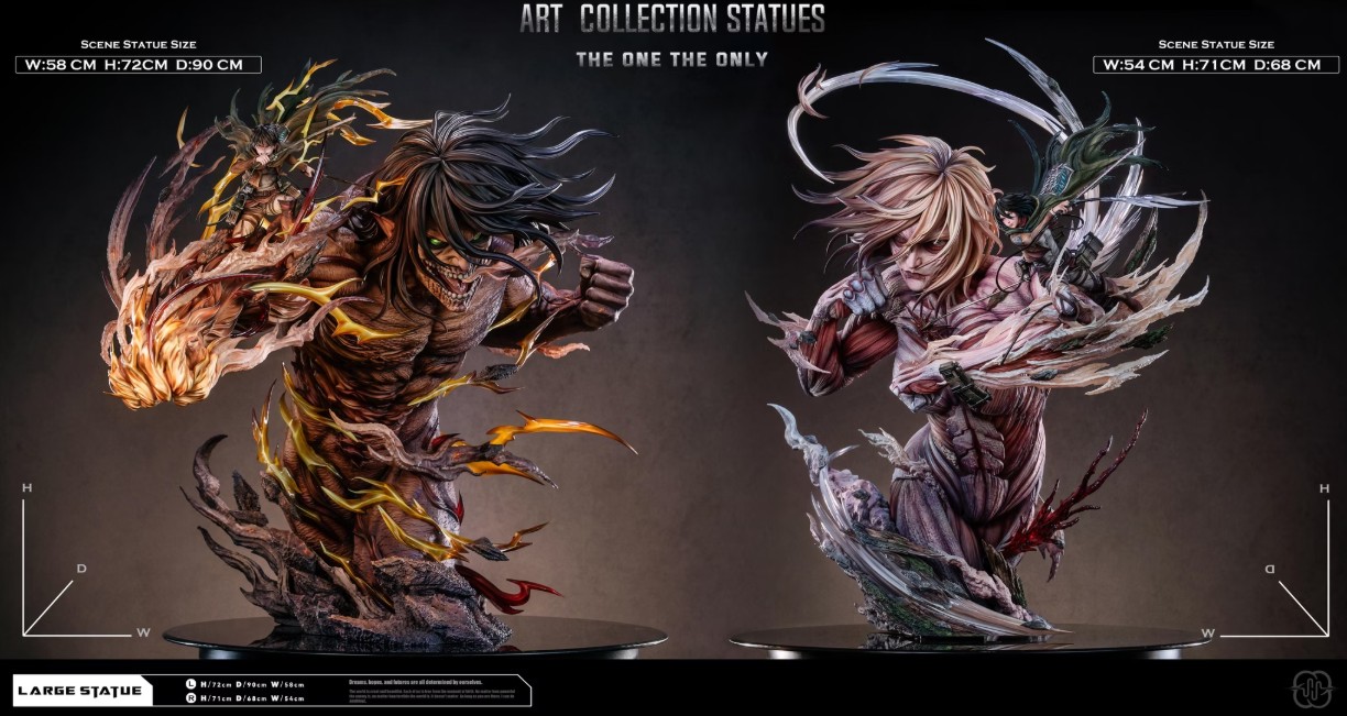 THE ONE THE ONLY Attack on Titan Attack Titan Eren Yeager & Female Titan Annie Leonhart Statue