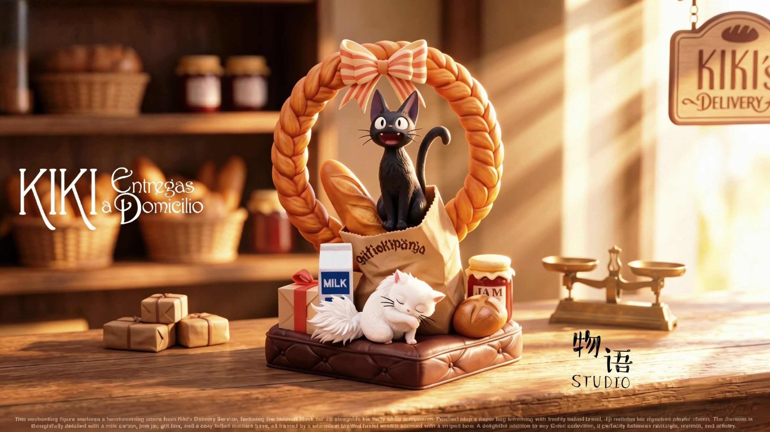 WuYu Studio Kiki’s Delivery Service Jiji & Lily Statue