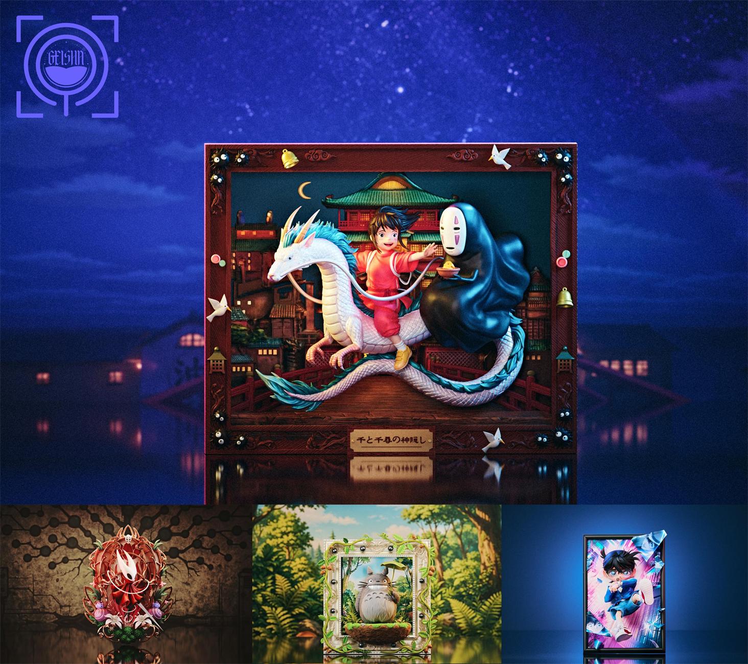 GEISHA Studio - Spirited Away Chihiro & Haku & No-Face 3D Framed Statue